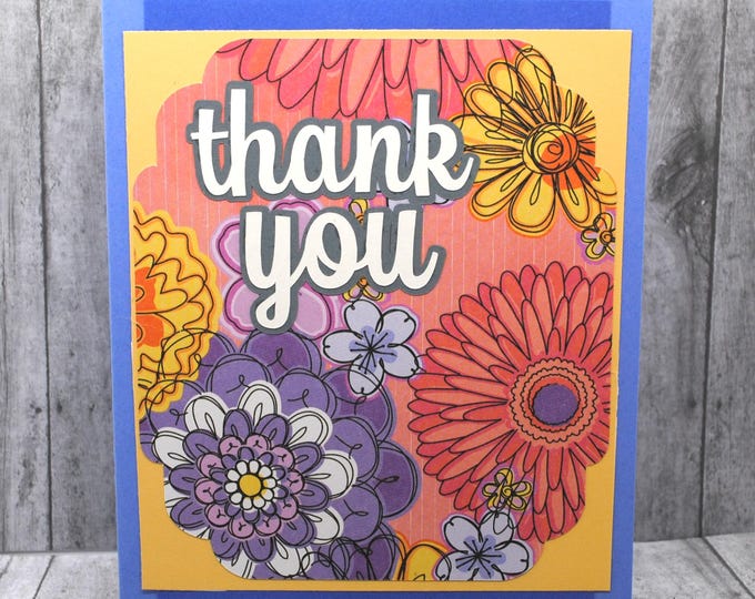 Floral Bunch Thank You Card, Blank Greeting Card