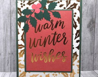 Holly Christmas Card - Warm Winter Wishes