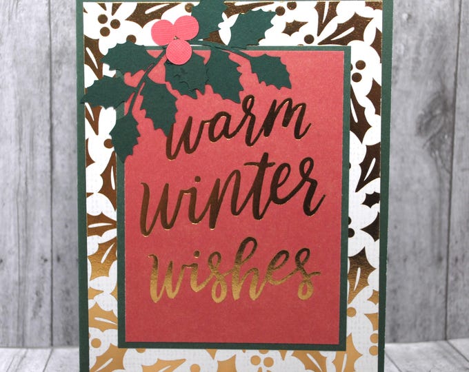 Holly Christmas Card - Warm Winter Wishes