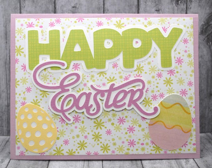Easter Greeting Card: Happy Easter Pink Green