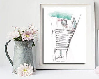 Greek architecture wall art, Printable Greek landscape, Greek islands decor, Printable Greek island, Greek designers, Made in Greece