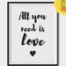 Spring Richardson reviewed All you need is love print, love quotes, love quote print, Love Printable, couple print, Printable wall art, Typography Print, quote posters