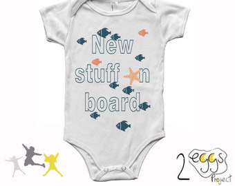 New stuff on board, fish baby theme, new dad gift, baby clothes for boys, baby shower, infant summer outfit, newborn boy coming home outfit