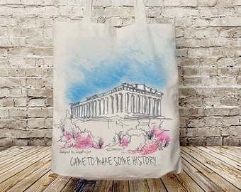 Eco friendly bag made in Athens/ Hand painted Canvas Tote Bags by 2eggsproject.