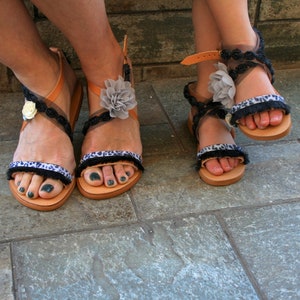 Mother Daughter Sandals, Mother Daughter Gift, Animal Print Sandals,Mommy and Me Sandals, Mummy and daughter sandals,Black and White Sandals