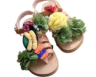 Sandales Fille Cuir/ Boho sandals toddler/ Toering sandals/ Leather sandals/ Straps sandals.