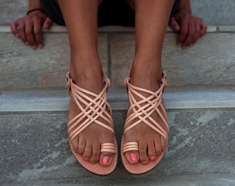 Sandals women Leather, Griechische Leder Sandalen, Sandales grecques, Ankle Strap Sandals, Flat sandals, Handmade sandals, Strappy sandals