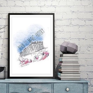 The Parthenon design, Digital download, Printable Athens poster, The Acropolis wall art, New house gift, Housewarming gift, House decor image 3