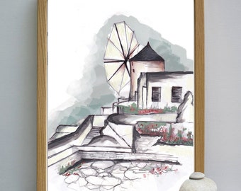 Mykonos Cyclades, Grèce égéenne, Mykonos, Grèce Impression, Boganvilla Decor, Santorin Wall Art Gift, City Village Picture, Home Decor Art