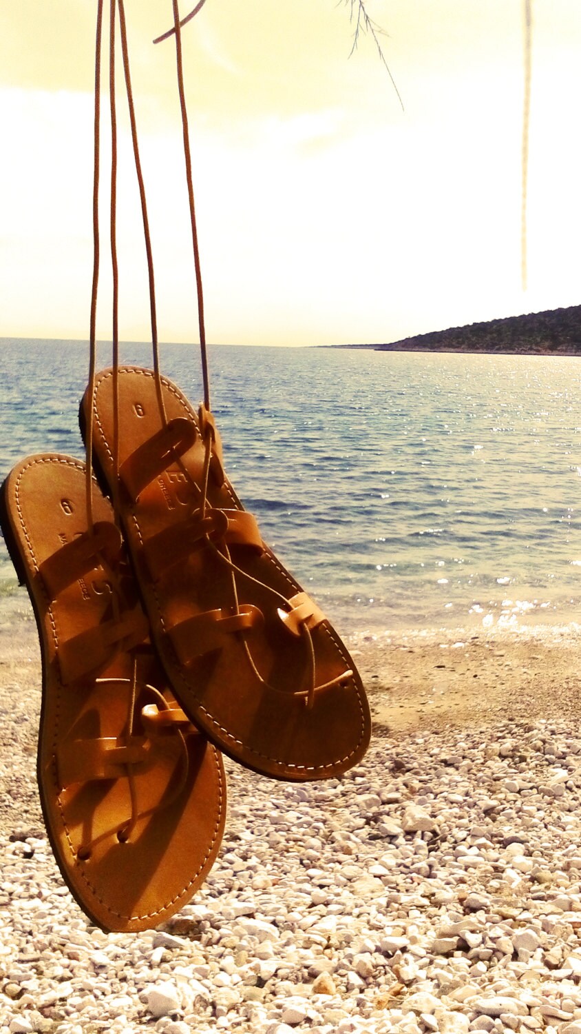 Ancient Greek Shoes for Women Gladiator Sandals With Ties Etsy