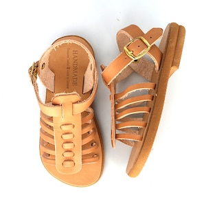 Sandals for kids Brown leather sandals for baby boy make cute gladiator sandals with buckles right for toddler shoes and baby shoes image 1