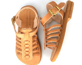 Sandals for kids – Brown leather sandals for baby boy make cute gladiator sandals with buckles right for toddler shoes and baby shoes