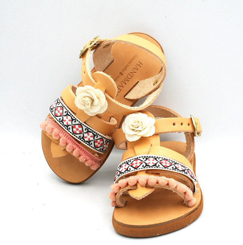 Greek Easter Lampada for Young Girl with leather sandals, Handmade sandals for girl, Gift for goddaughter, Easter gift for girls image 4