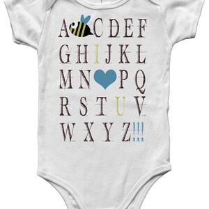 Alphabet bodysuit, baby bee bodysuit, newborn girl coming home outfit, infant baby clothes, baby girl outfits, newborn baby image 4