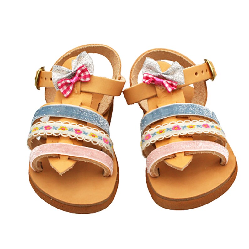 Boho shoes for girls Greek leather sandals with soft sole make cute boho vintage outfit for baby girl. Ankle sandals for toddler girl image 3