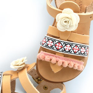 Greek Easter Lampada for Young Girl with leather sandals, Handmade sandals for girl, Gift for goddaughter, Easter gift for girls image 7