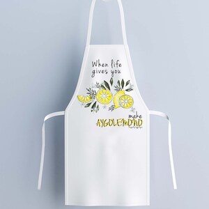 When life gives you lemons apron/ Greek souvenir/ AYGOLEMONO/ Greek cuisine apron/ Made in Greece. image 5