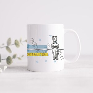 Cycladic Idols Mugs with holder/ Handpainted ceramic Coffee Mug for 2/ Cycladic figurines/Blue ceramic Mugs mum from Greece. image 5