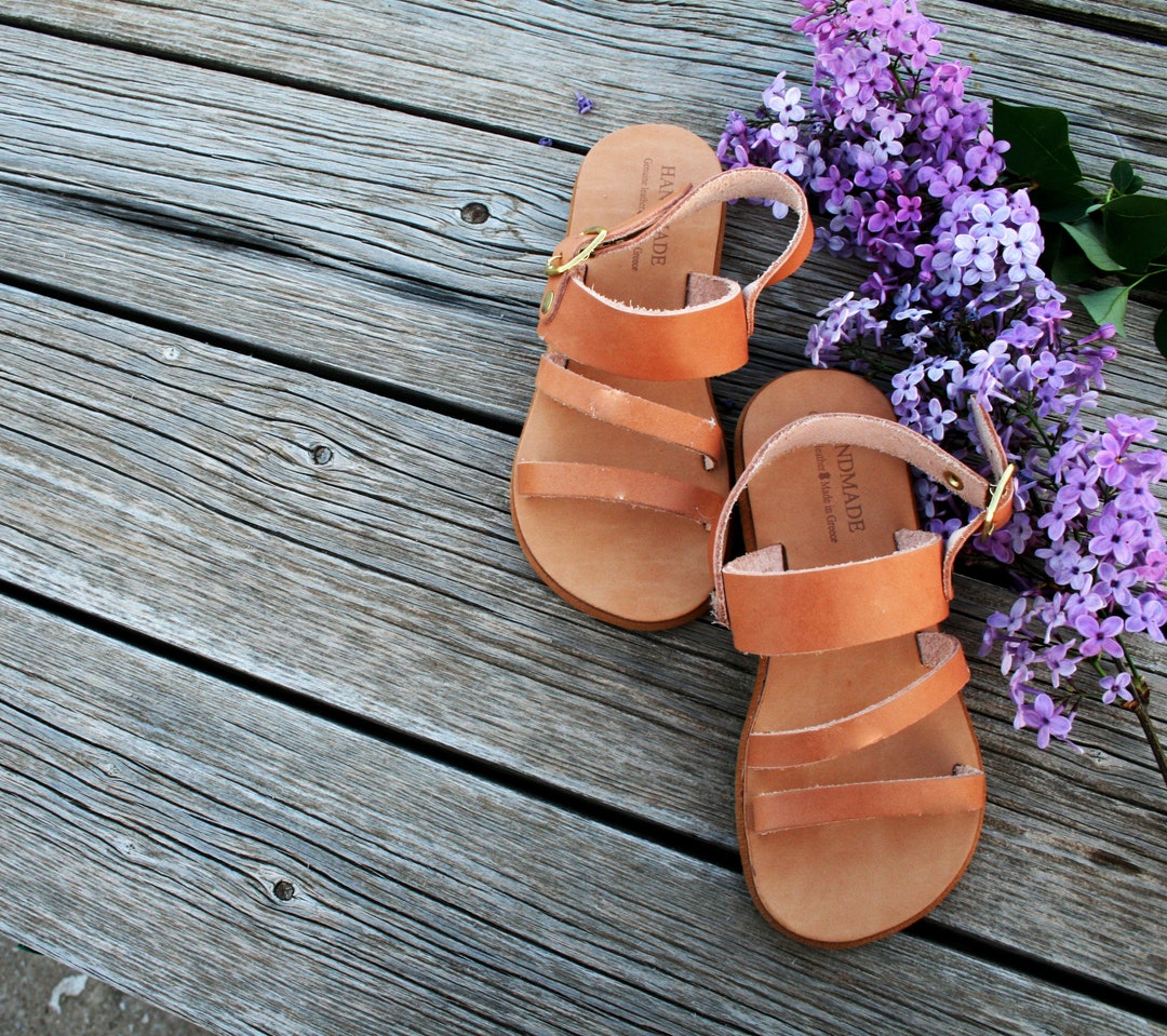 Sandals Children Made in Greece From Genuine Leather Natural - Etsy