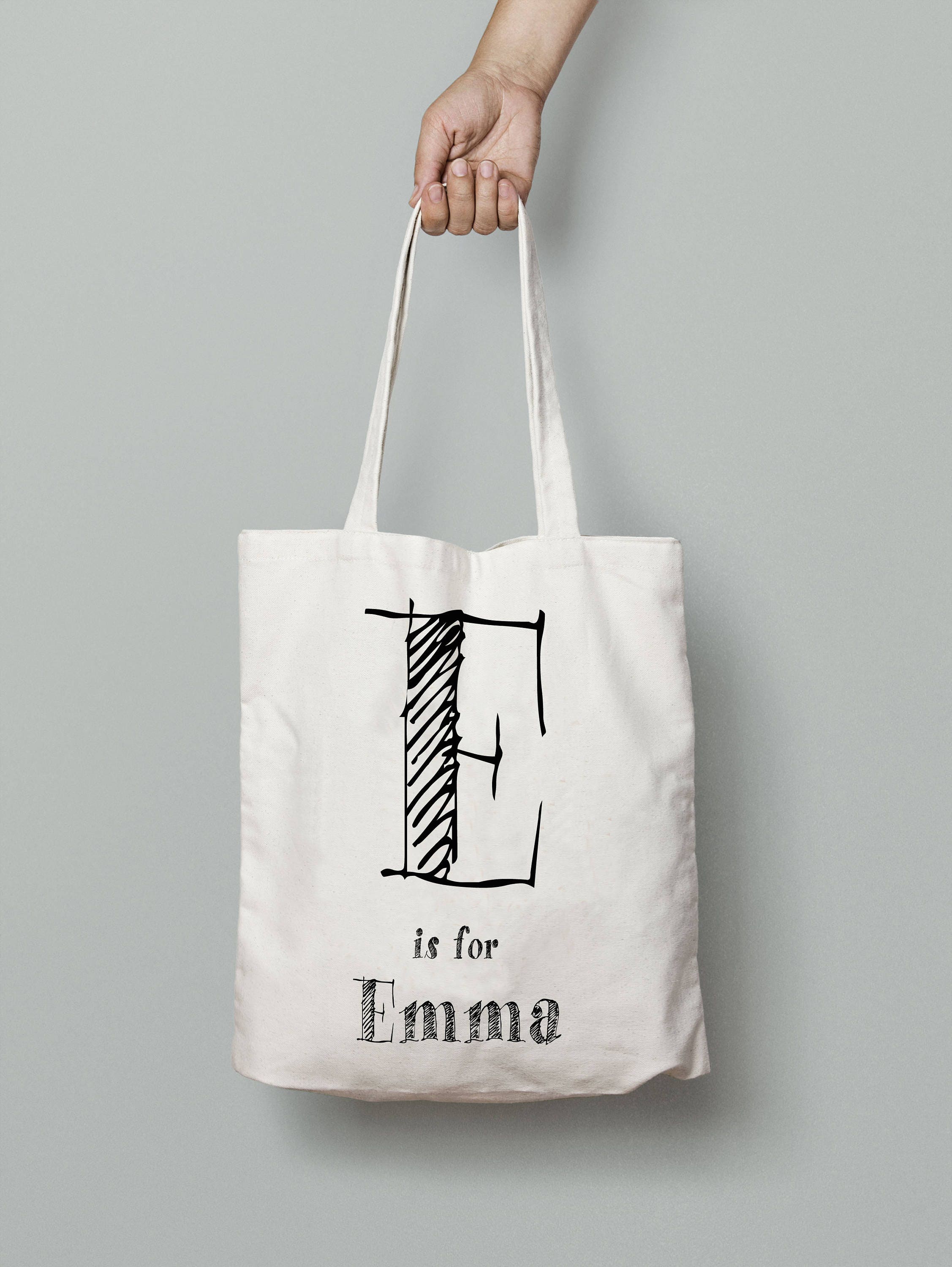 Custom Name Bag Canvas Tote Bag Personalized Monogram Bag 