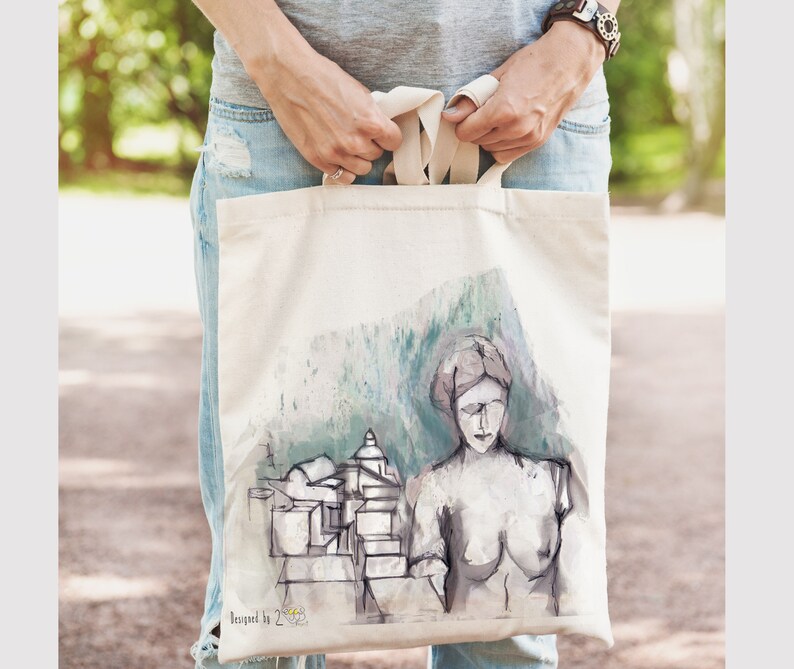 Venus statue tote bag, Reusable Eco Beach Shopper Bag. image 7