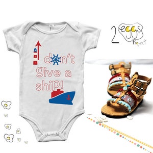 Nautical baby outfit Summer baby clothes, quote funny I dont give a ship and nautical items graphic and gladiator sandals for baby boy image 1
