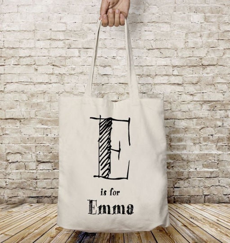 Custom name bag, canvas tote bag personalized, monogram bag tote, your text here, your logo here, printed tote bag, reusable grocery bag image 1