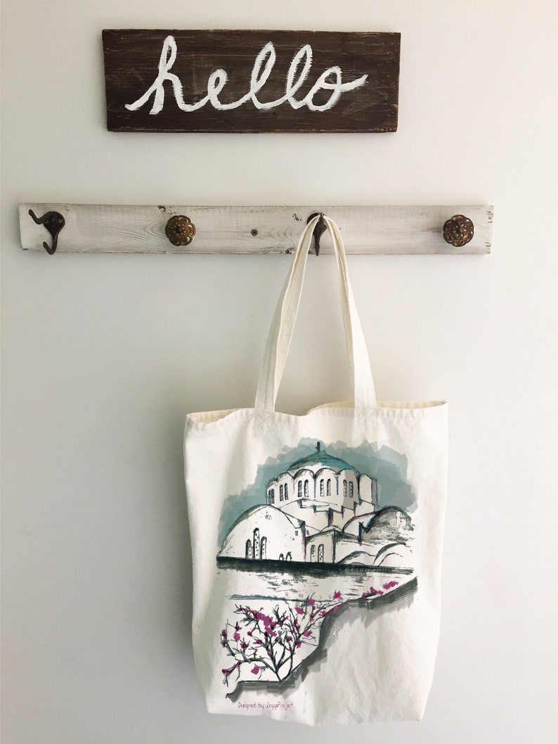 Greek Gifts Unique, Greece Santorini Cotton Bag, Hand Painted Bag. Etsy