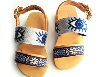 Evil eye sandals, Ftou sandals, Girls sandals, Letaher sandals, Summer shoes, Little girl, Baby sandals, Girl shoes, Shoes for kids