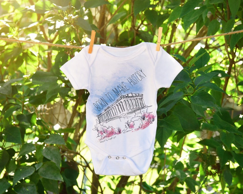 Griechisches Baby Geschenk mit Parthenon Skizze Born um Geschichte Baby Outfit zu machen. Bild 2