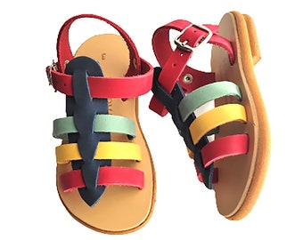 Unisex Sandals for kids – Brown leather sandals for baby boy make cute gladiator sandals with buckles right for toddler shoes and baby shoes