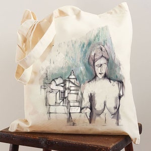 Venus statue tote bag, Reusable Eco Beach Shopper Bag. image 5