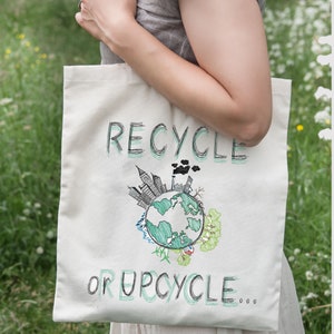 Reusable grocery bag for recycling appropriate as eco friendly gift.