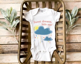 Onesie newborn boy - Baby boy coming home outfit Onesie saying Sweet dreams little one and print graphic makes cute handmade gift for baby