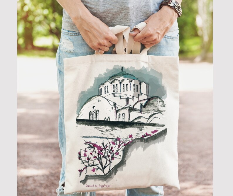 Greek Gifts Unique, Greece Santorini Cotton Bag, Hand Painted Bag. Etsy