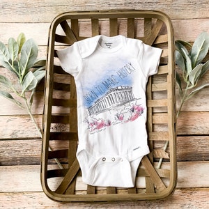 Griechisches Baby Geschenk mit Parthenon Skizze Born um Geschichte Baby Outfit zu machen. Bild 1