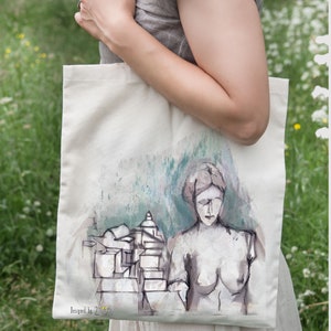 Venus statue tote bag, Reusable Eco Beach Shopper Bag. image 2