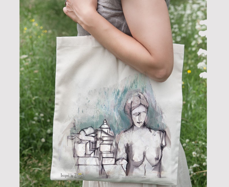 Venus statue tote bag, Reusable Eco Beach Shopper Bag. image 2