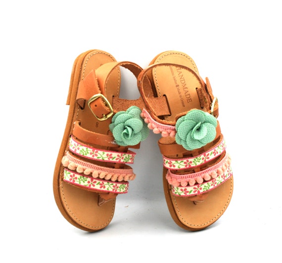 nacido Siete Gracia Sandalias para niñas Sandalias hechas a mano Sandalias de - Etsy México