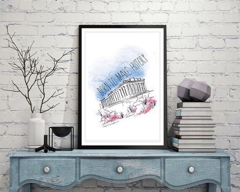 The Parthenon design, Digital download, Printable Athens poster, The Acropolis wall art, New house gift, Housewarming gift, House decor image 3