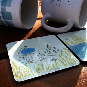Coasters set of 4/ Housewarming gift from Greece/ Greek mythology/ Couples gift/ EROS. image 4