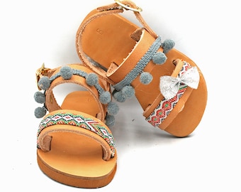 Sandals for kids – Brown leather sandals for baby girl make colorful gladiator sandals with buckles right for toddler sandals and baby shoes