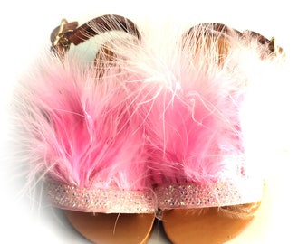 Christening shoes pink, Kid shoes, Pink ribbon sandlas, Baptism sandals, Greek Sandals, Leather Sandals, Feather sandals, Baby sandals girl