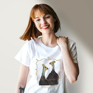 Guinea fowl tee, Fragkokota tshirt for her, Made in Greece, Tshirt with Greek letters, Hand painted tee, Gift for her from Greece image 4