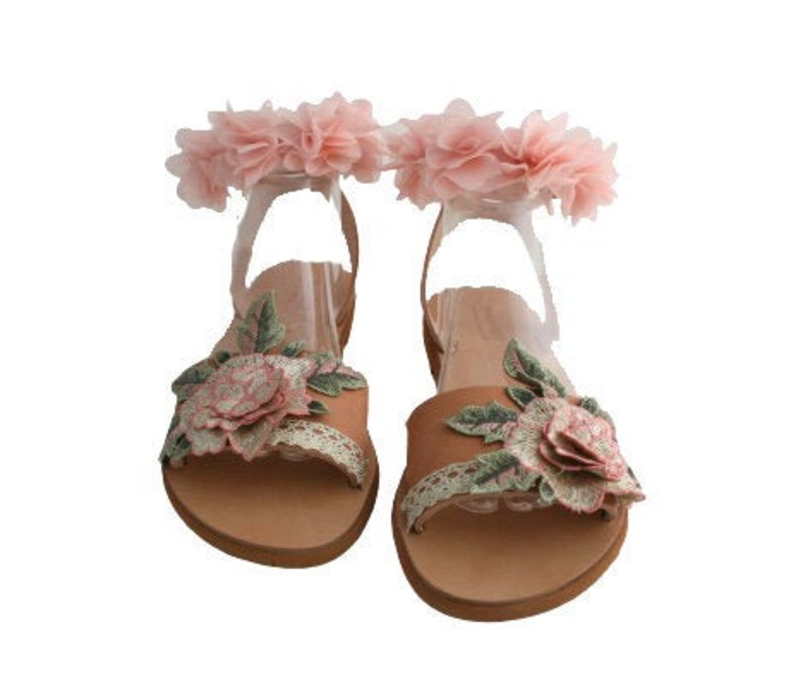 Flower Sandals for Woman, Made to Order, Roses Sandals Leather, Pink Sandals, Romantic Sandals