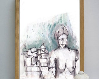 Venus de Milo statue, Aphrodite of Milos, Greek mythology print, Antique Greek statue, Greek Sculpture at Louvre museum, greek mythology art