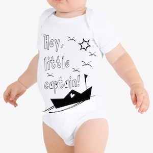 Infant clothing, Black and white, Nursery gift, Captain, Boat, Newborn boy clothes, Rock baby clothes, Baby boy nursery, baby boy summer image 1