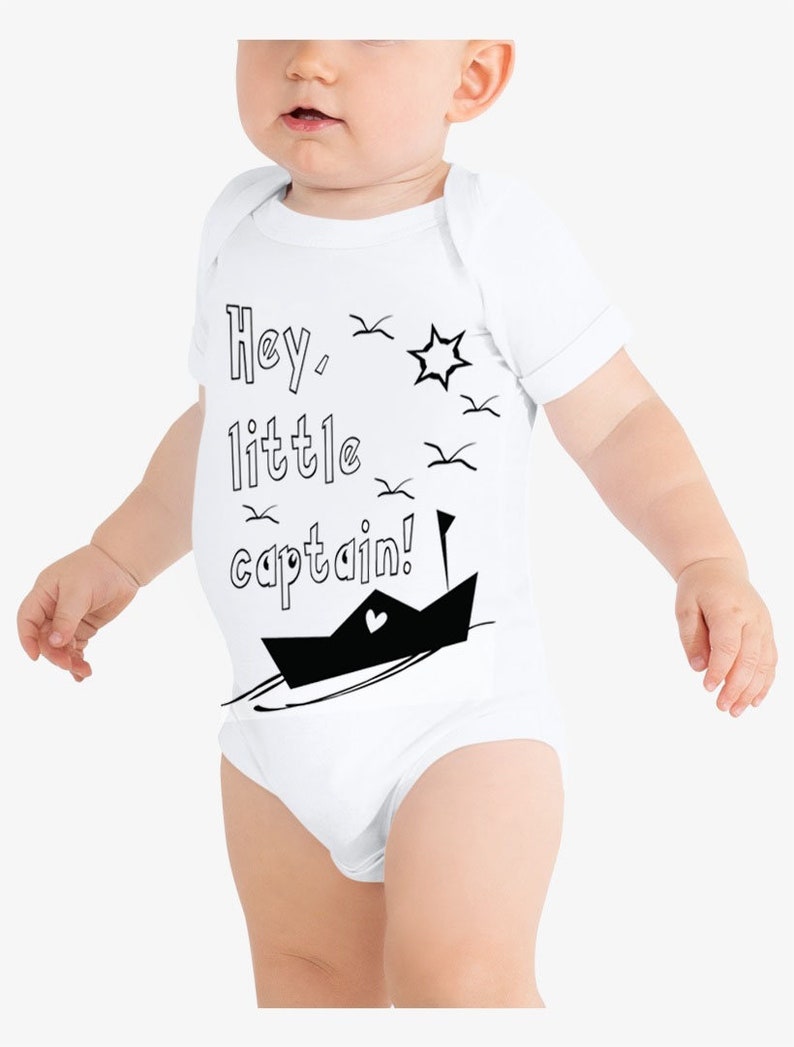 Infant clothing, Black and white, Nursery gift, Captain, Boat, Newborn boy clothes, Rock baby clothes, Baby boy nursery, baby boy summer image 1