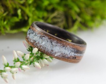 Ebenholz Makassar weißen GALAXY Bugholz-ring