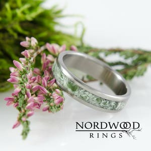 Titanium & Nephrite Ring, wedding ring, anniversary, gift, for her zdjęcie 1